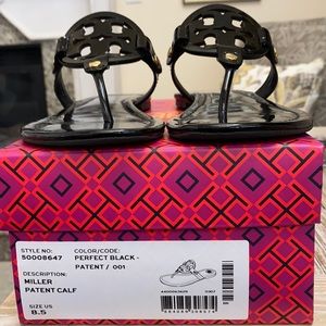 Tory Burch Miller Black Patent Sandals
